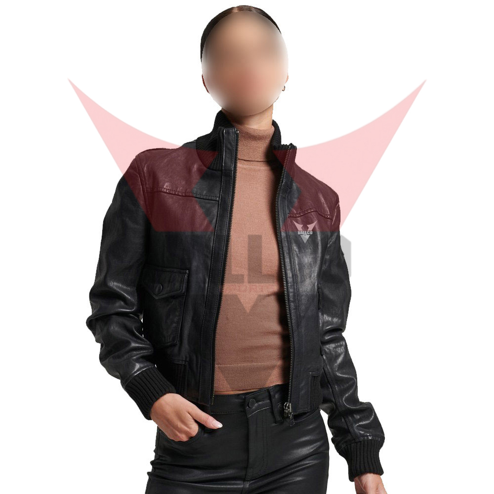 Black Solid Color Pakistan Made Highest Quality Best Supplier Women Fashionable Leather Jackets  - view 7