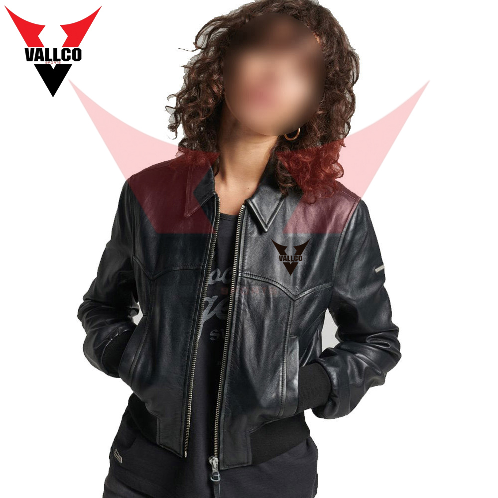 Black And Brown Color Best Selling Windproof Premium Quality Standard Collar Women Leather Jackets - view 4