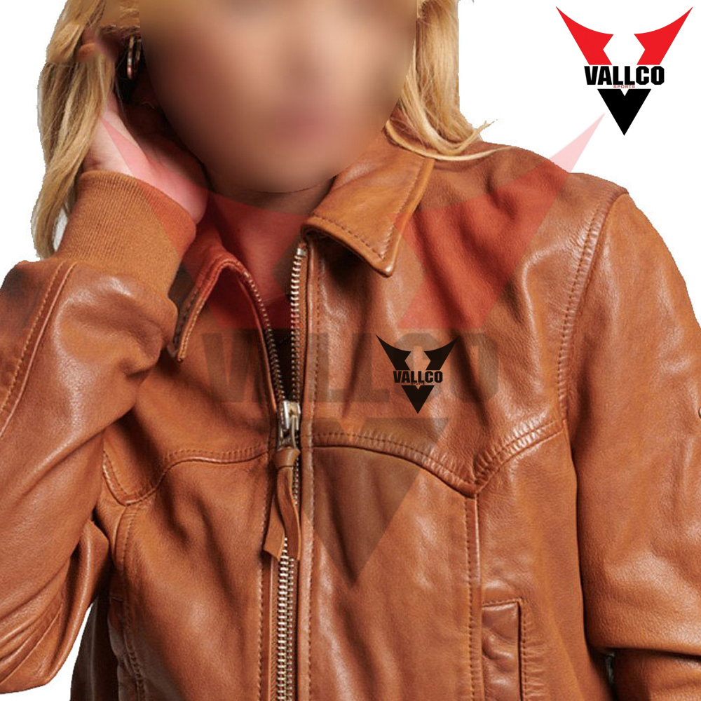Black And Brown Color Best Selling Windproof Premium Quality Standard Collar Women Leather Jackets - view 11