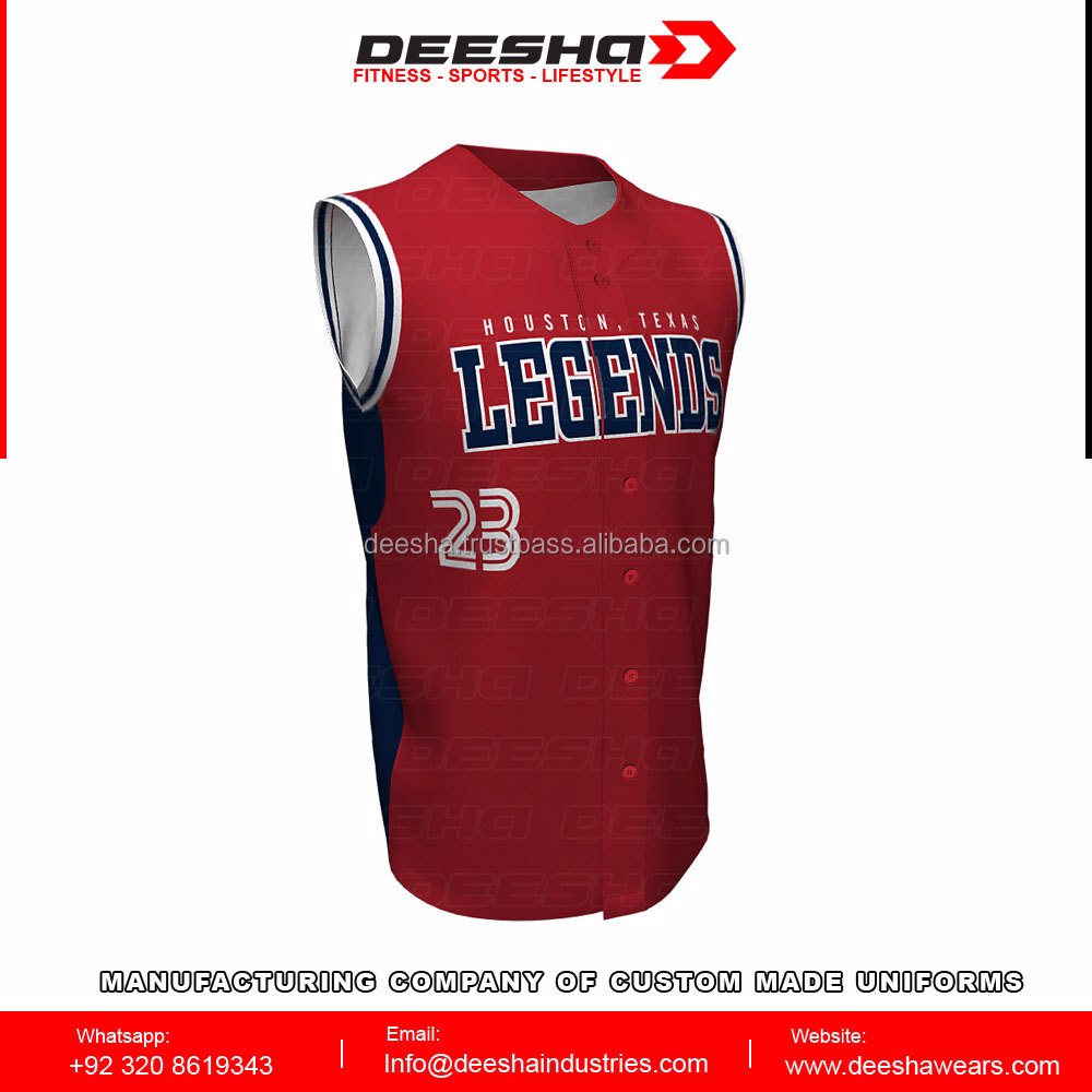 Baseball Full Button Sleeveless Jerseys Legends - view 2