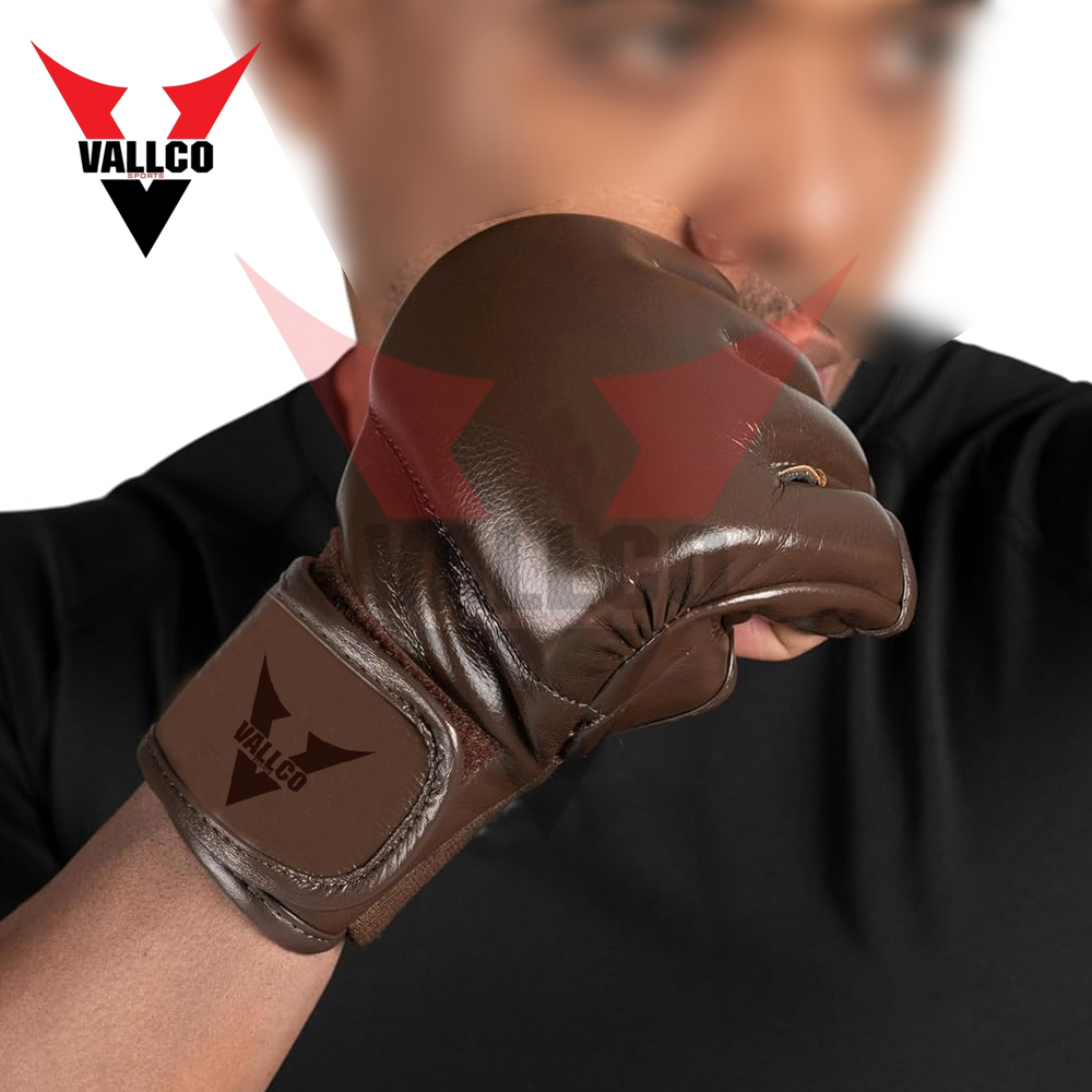 2024 Brown Solid Color Good Quality Newest Style Product 4 OZ MMA Training Gloves - view 2