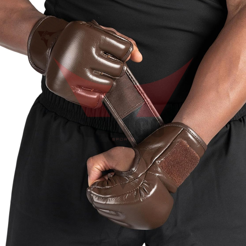 2024 Brown Solid Color Good Quality Newest Style Product 4 OZ MMA Training Gloves - view 5