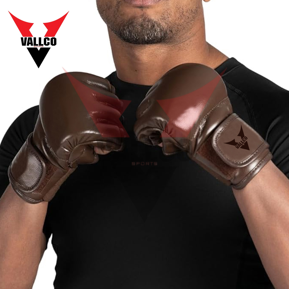 2024 Brown Solid Color Good Quality Newest Style Product 4 OZ MMA Training Gloves - view 7
