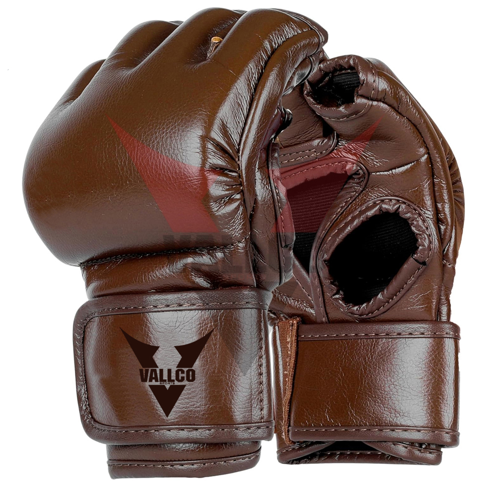 2024 Brown Solid Color Good Quality Newest Style Product 4 OZ MMA Training Gloves - view 9