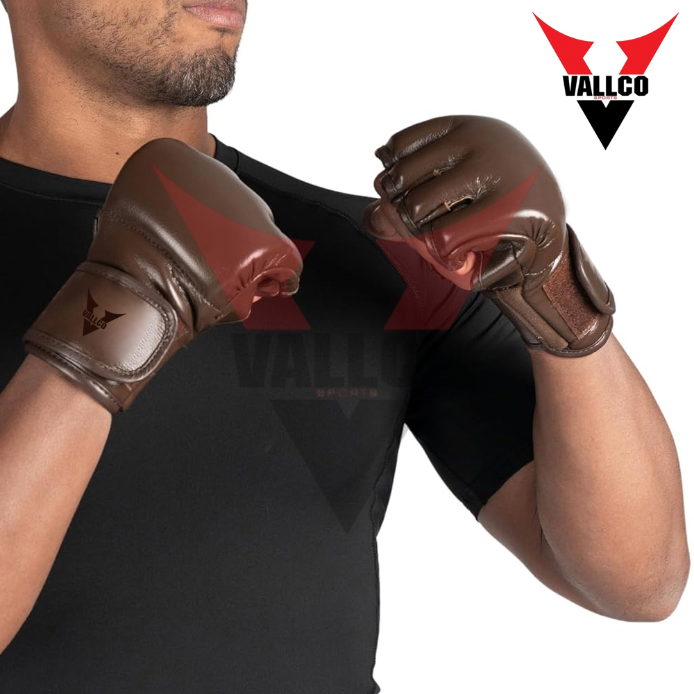 2024 Brown Solid Color Good Quality Newest Style Product 4 OZ MMA Training Gloves - view 11