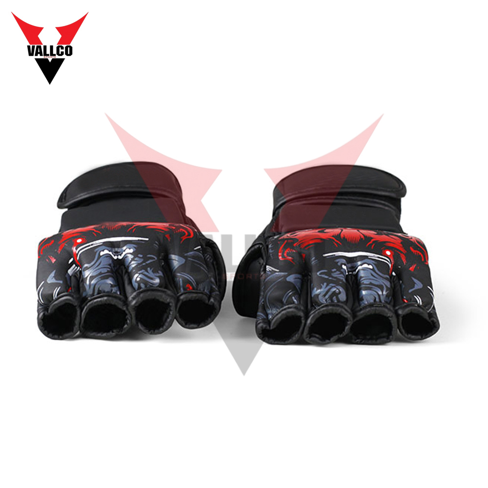 Black And Red Color PU Leather Highland Quality Good Supplier Adult Fighting Training MMA Gloves - view 3