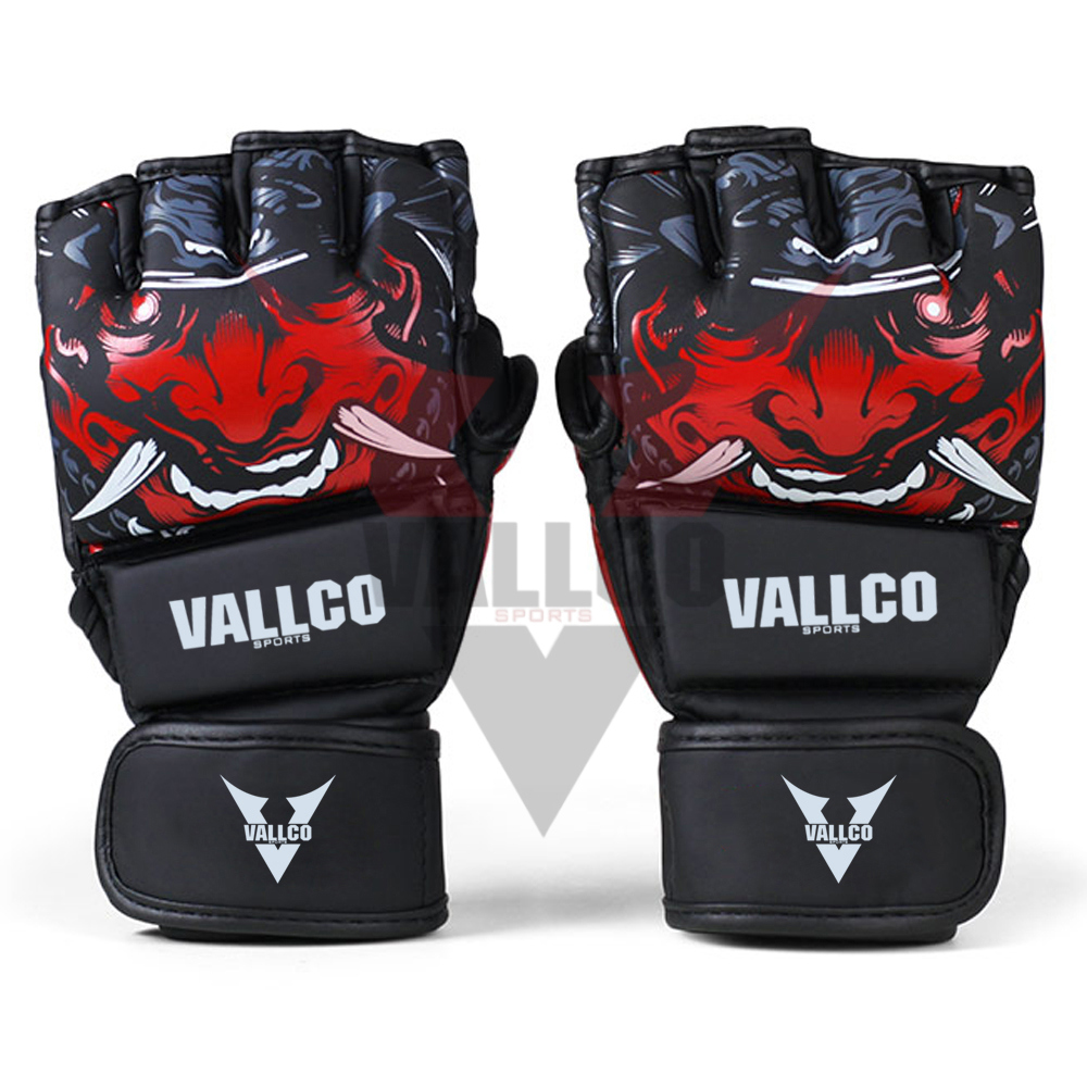 Black And Red Color PU Leather Highland Quality Good Supplier Adult Fighting Training MMA Gloves - view 6