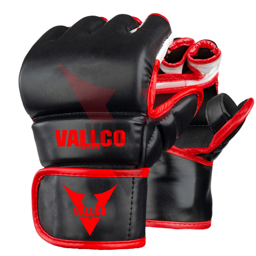 Black Red Color Highland Quality Leather Material Adult Wear MMA Training Gloves