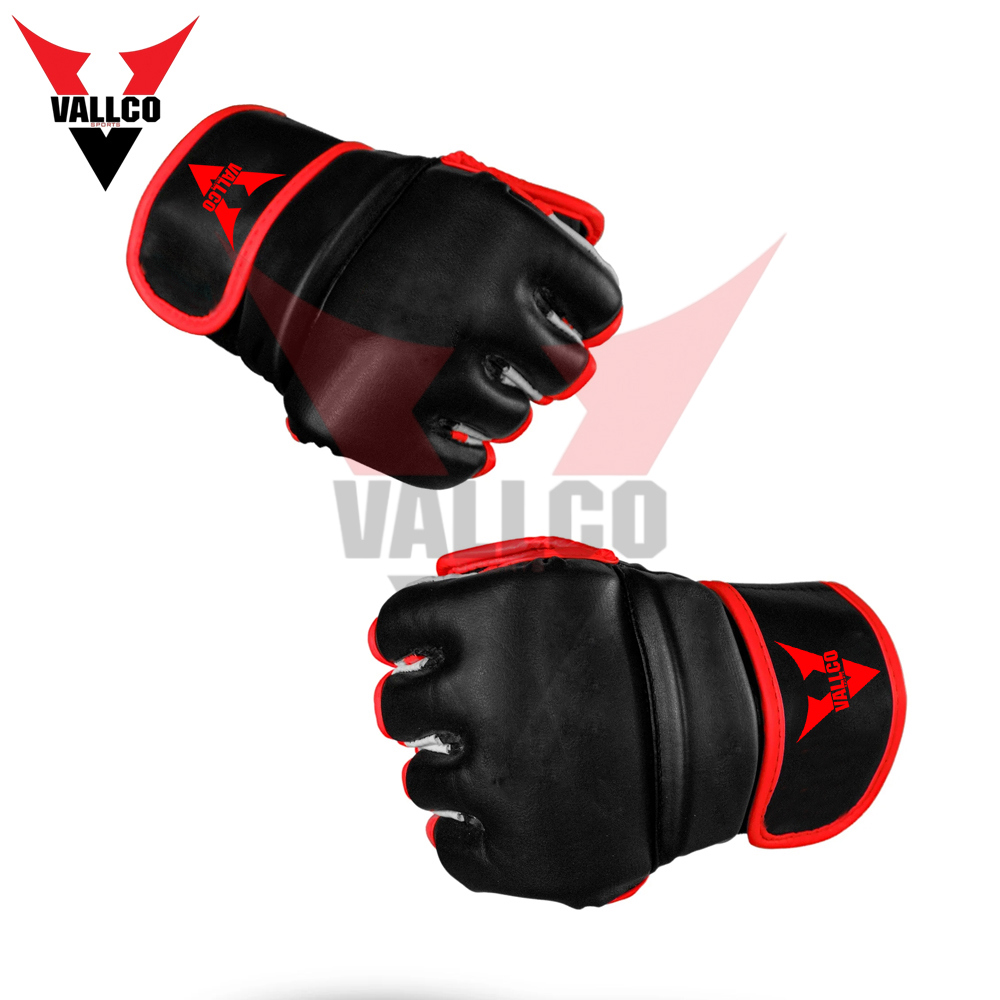 Black Red Color Highland Quality Leather Material Adult Wear MMA Training Gloves - view 2