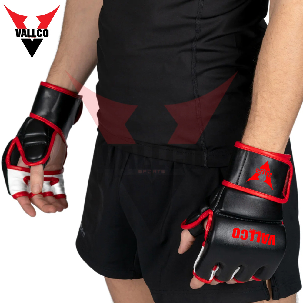 Black Red Color Highland Quality Leather Material Adult Wear MMA Training Gloves - view 9
