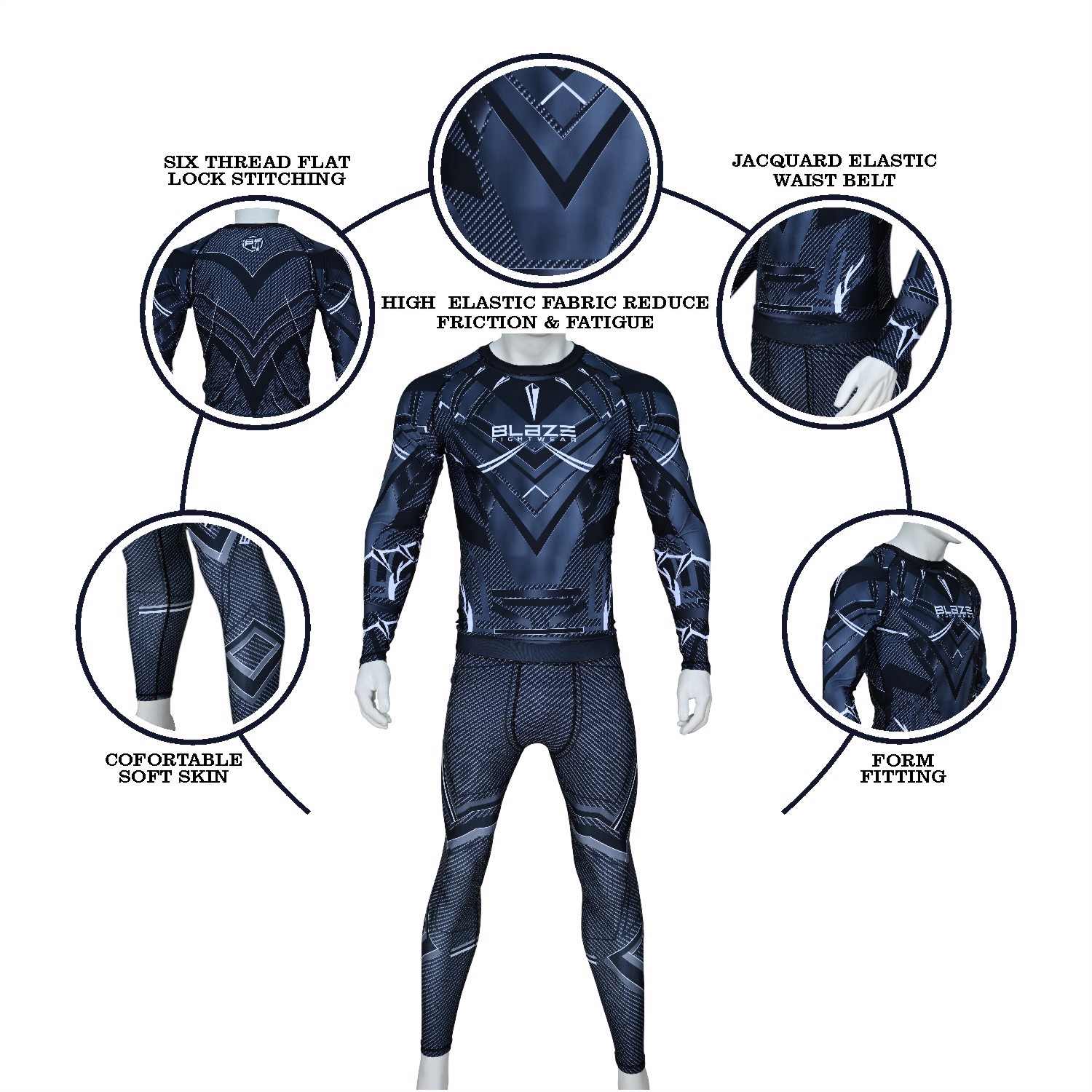 Custom High Quality Design Sublimation Printed Long Sleeve Rash guard Spandex Polyester Men BJJ MMA 