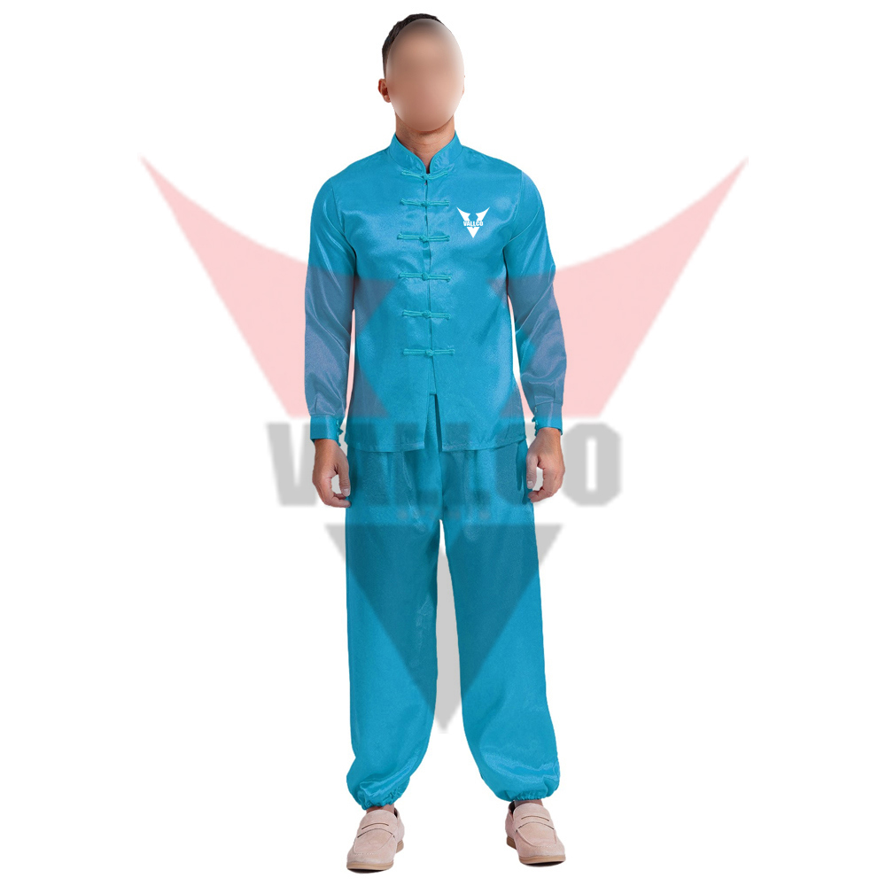 Kung Fu Uniform Shirt Suit Chinese Traditional Costume Theme Party Clothes Blue Kung Fu Uniform