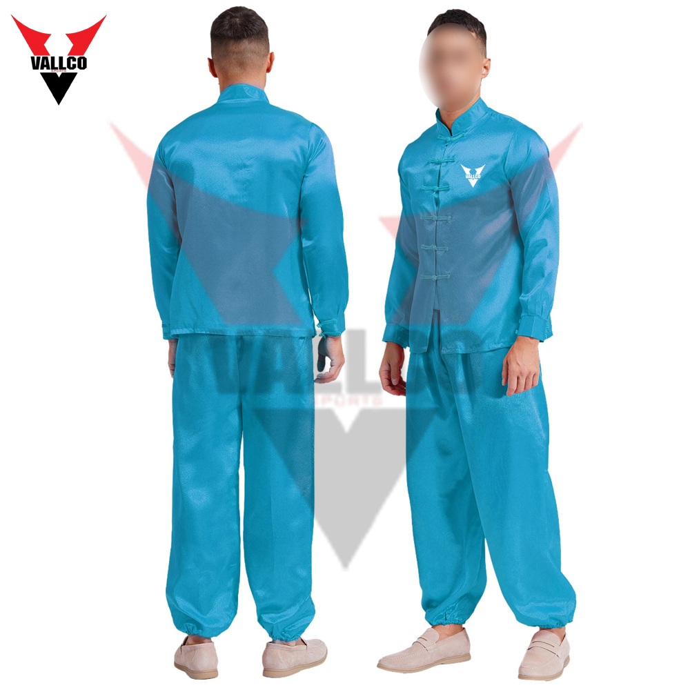 Kung Fu Uniform Shirt Suit Chinese Traditional Costume Theme Party Clothes Blue Kung Fu Uniform - view 6
