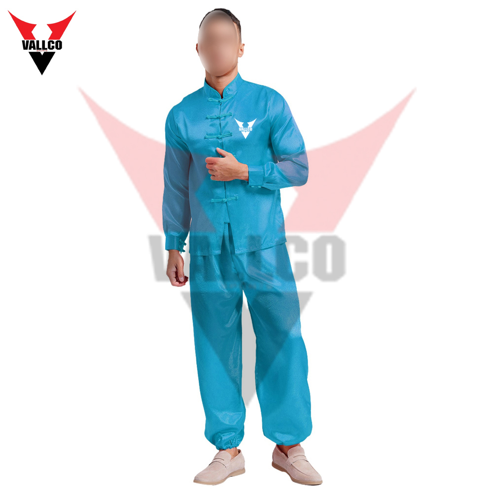 Kung Fu Uniform Shirt Suit Chinese Traditional Costume Theme Party Clothes Blue Kung Fu Uniform - view 7