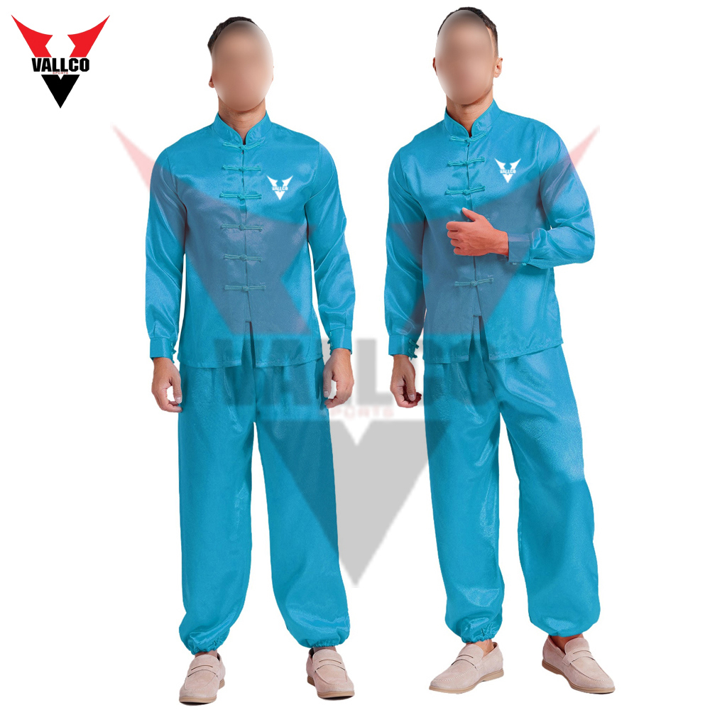 Kung Fu Uniform Shirt Suit Chinese Traditional Costume Theme Party Clothes Blue Kung Fu Uniform - view 11