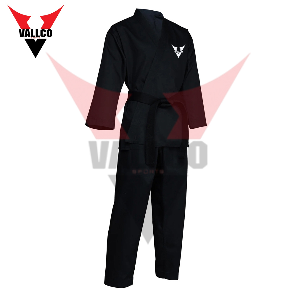 In One Solid Black Color Highland Quality Comfortable Men Wear Taekwondo Uniform - view 9