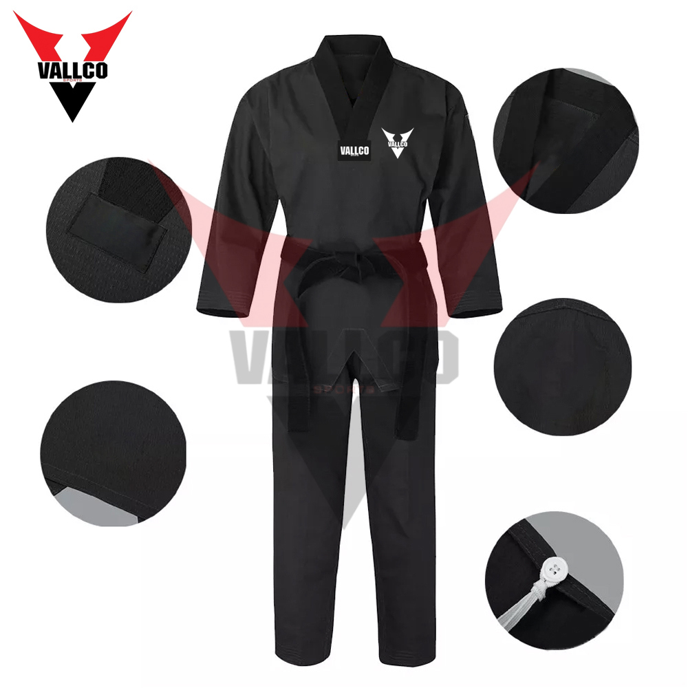 Black Color Fighting Training Competition Adult Wear Highest Quality Taekwondo Uniform - view 9