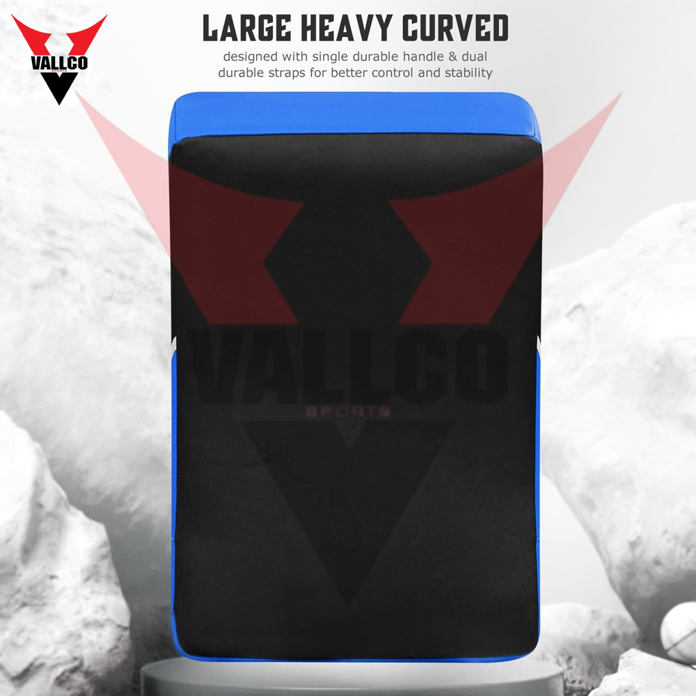 Curved Shaped Blue And Black Contrast Color Good Selling Pu Leather Breathable Boxing Kick Shield - view 9
