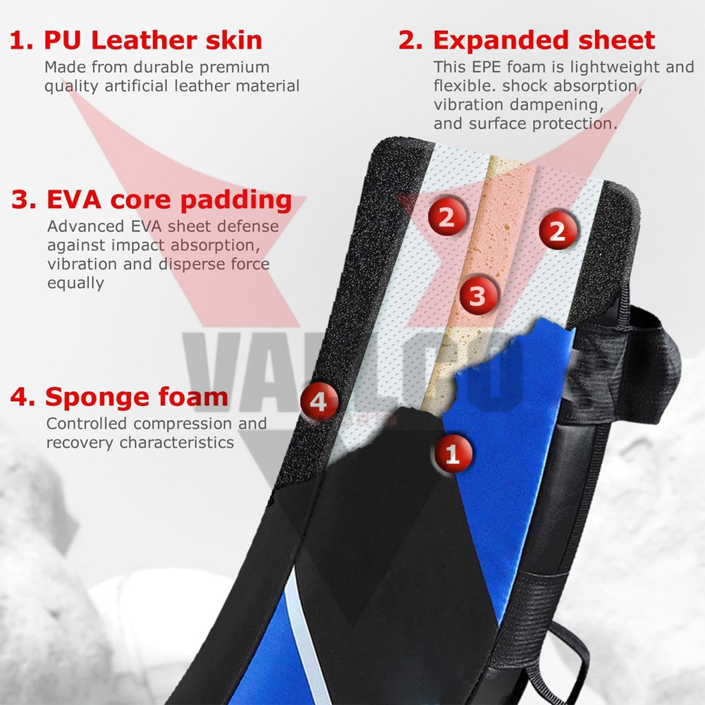 Curved Shaped Blue And Black Contrast Color Good Selling Pu Leather Breathable Boxing Kick Shield - view 11