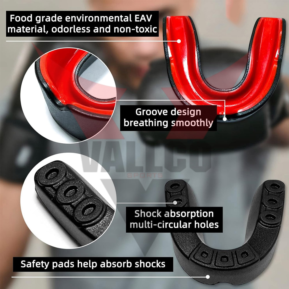Mouth Safety Use Black And Red Color Customized Logo Print Latest Product Mouth Guard For Adult - view 8