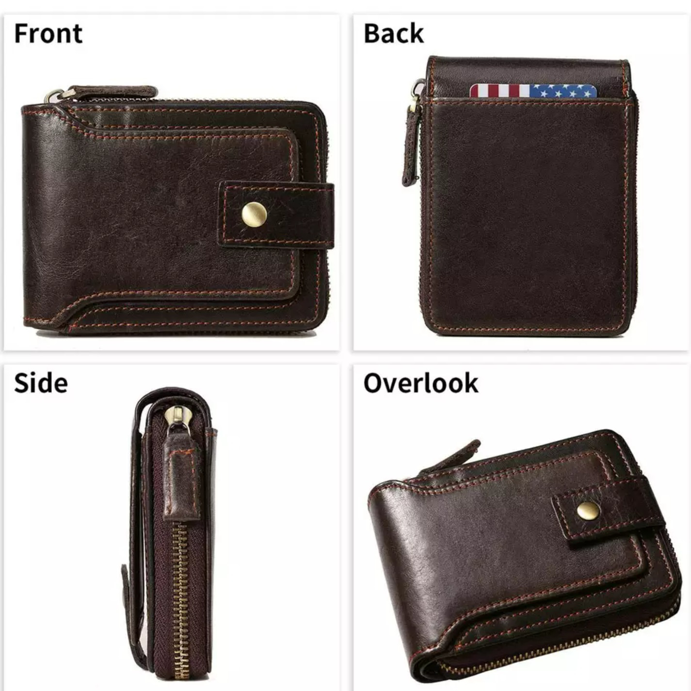 Stylish Strap Zipper Clutch for Men Slim Custom Logo Leahter Wallets - view 2