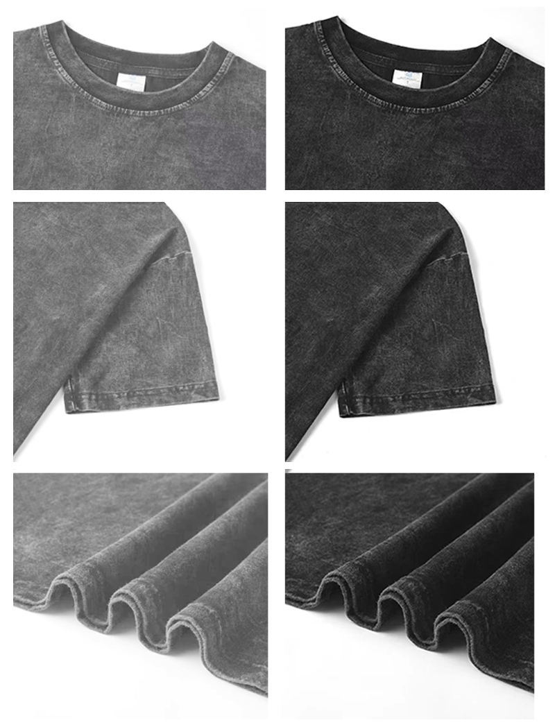 Distressed Luxury 100% Cotton 180-200 GSM High Quality Faded Oversized Stone Acid Wash T Shirt 