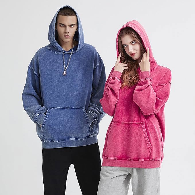 Unisex Oversized Hoodies Couples Pullover Acid Wash Hoodies Streetwear Sweatshirts - view 5