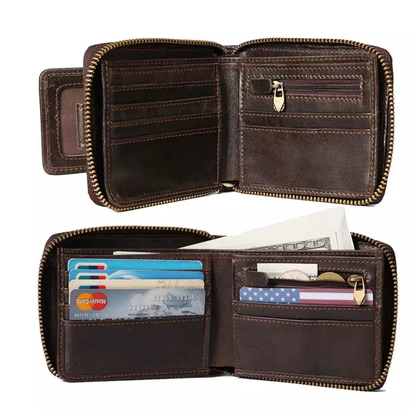 Stylish Strap Zipper Clutch for Men Slim Custom Logo Leahter Wallets - view 3