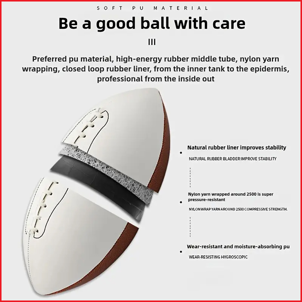 American Football, PU Leather Standard Match Ball, 25.98cm 28.96cm 29.72cm, Outdoor Sports Equipment - view 16