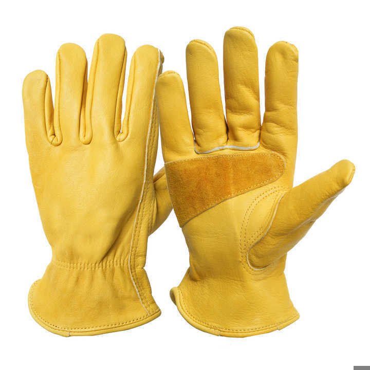 Safety Cowhide Doubale Leather Work Gloves Palm Construction Hard and Heavy Duty Work  Unisex