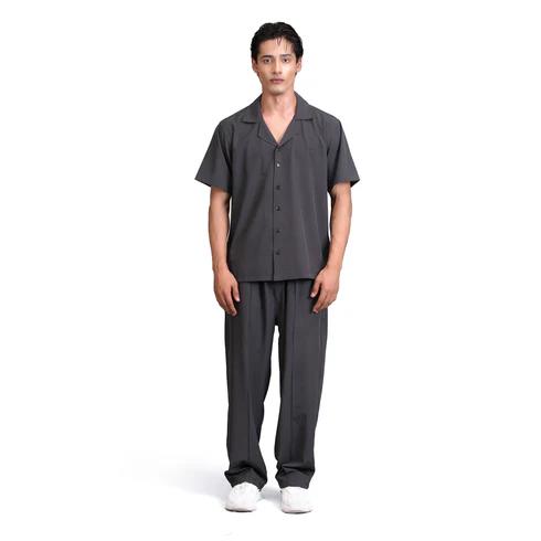Button Down Shirt and Trouser Set - Black