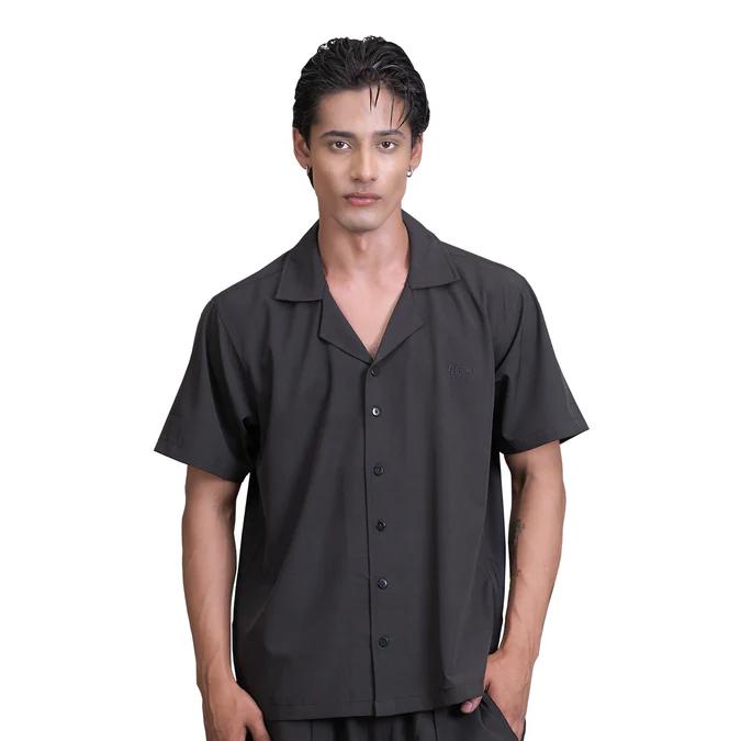 Button Down Shirt and Trouser Set - Black - view 6