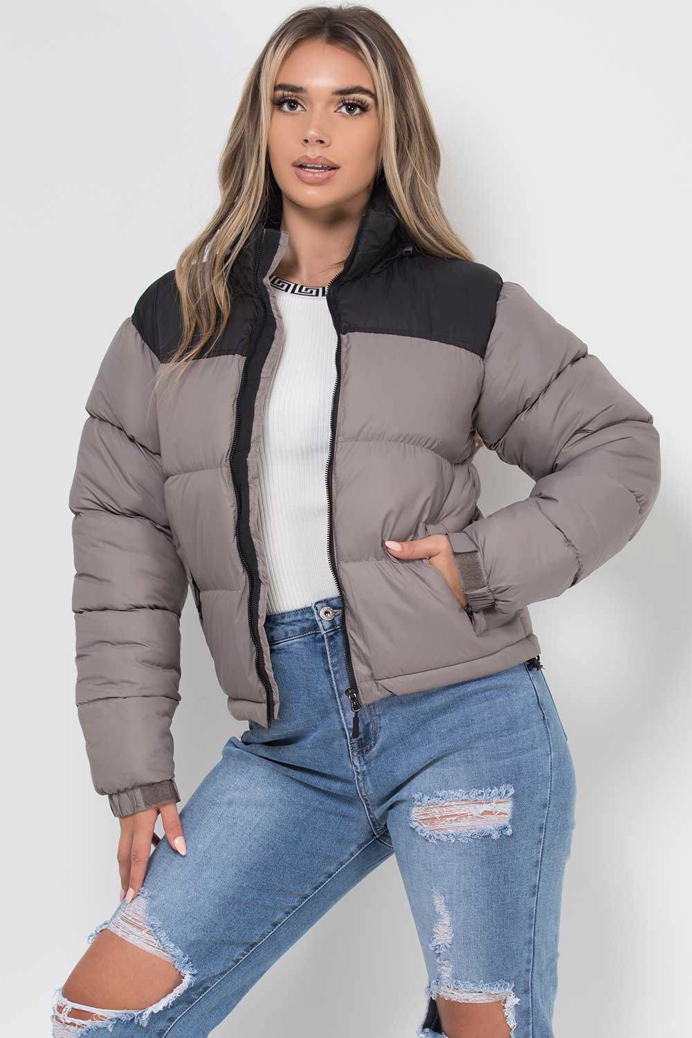 Puffer Jacket Grey Colour Block - view 2