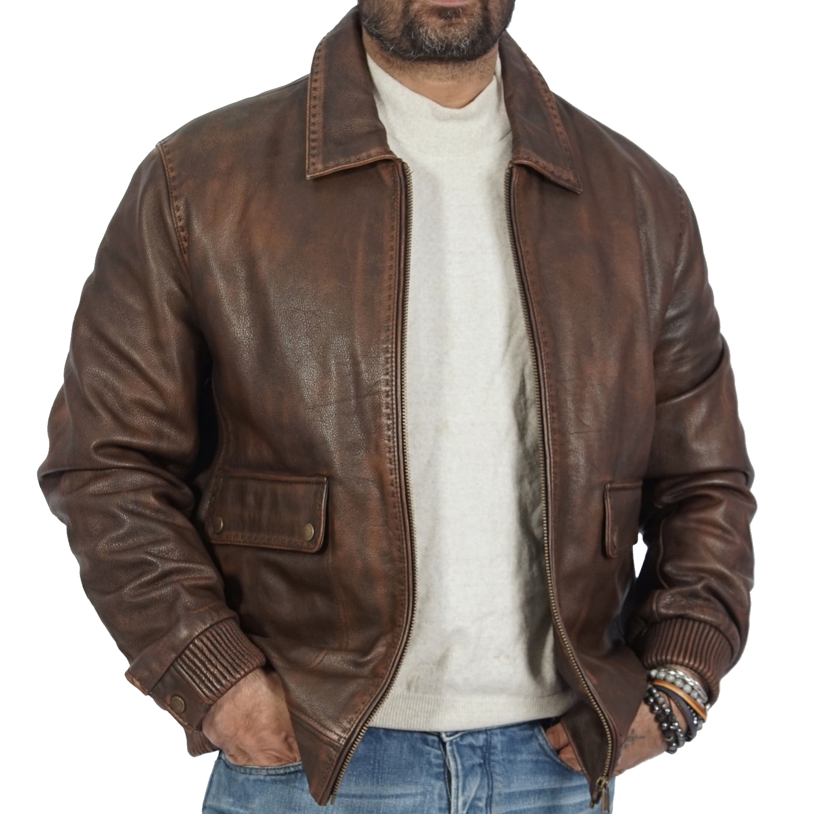 Callister Vintage Leather Jacket for Men - view 4