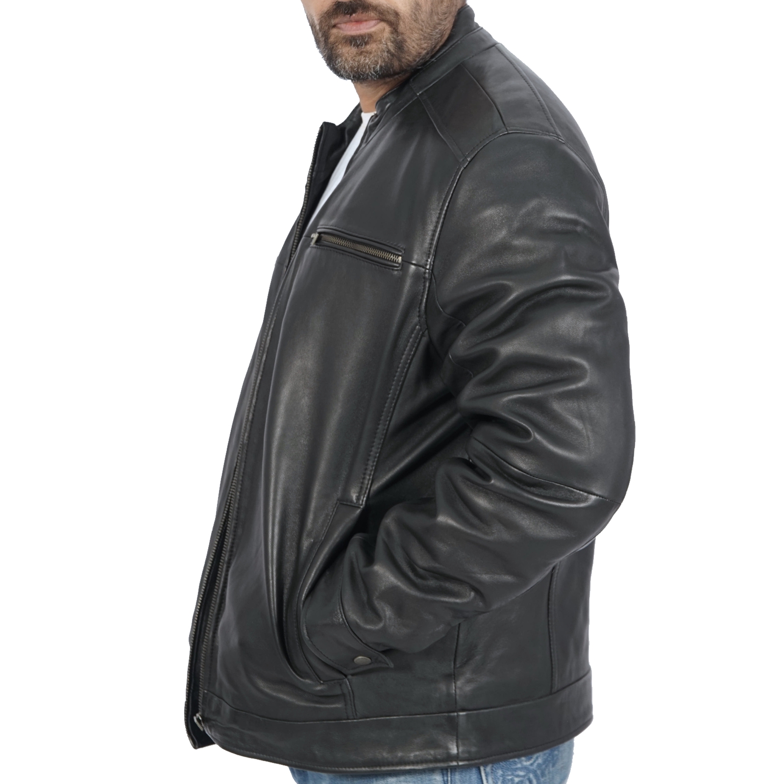 Bruce Biker Leather Jacket for Men - view 2