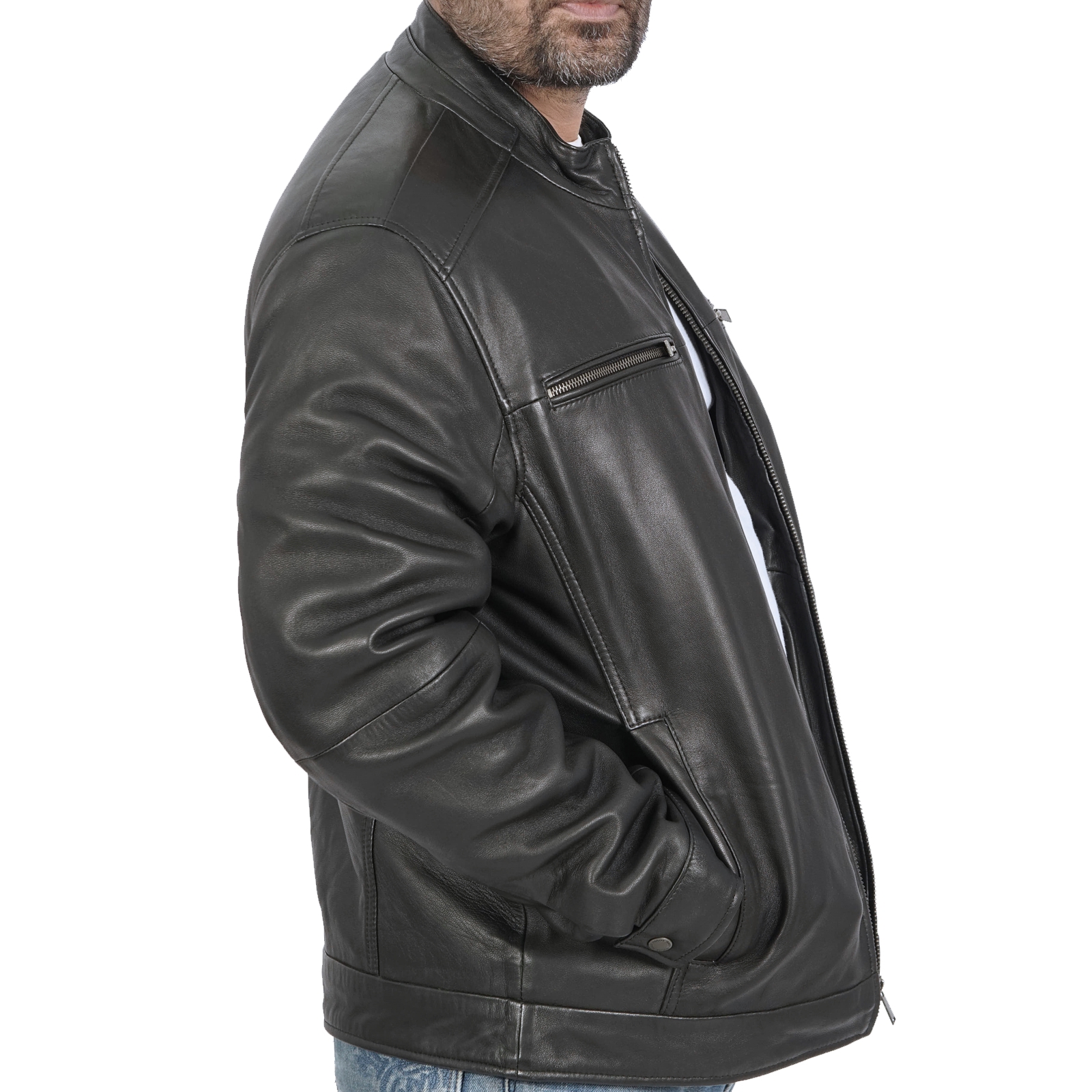 Bruce Biker Leather Jacket for Men - view 3