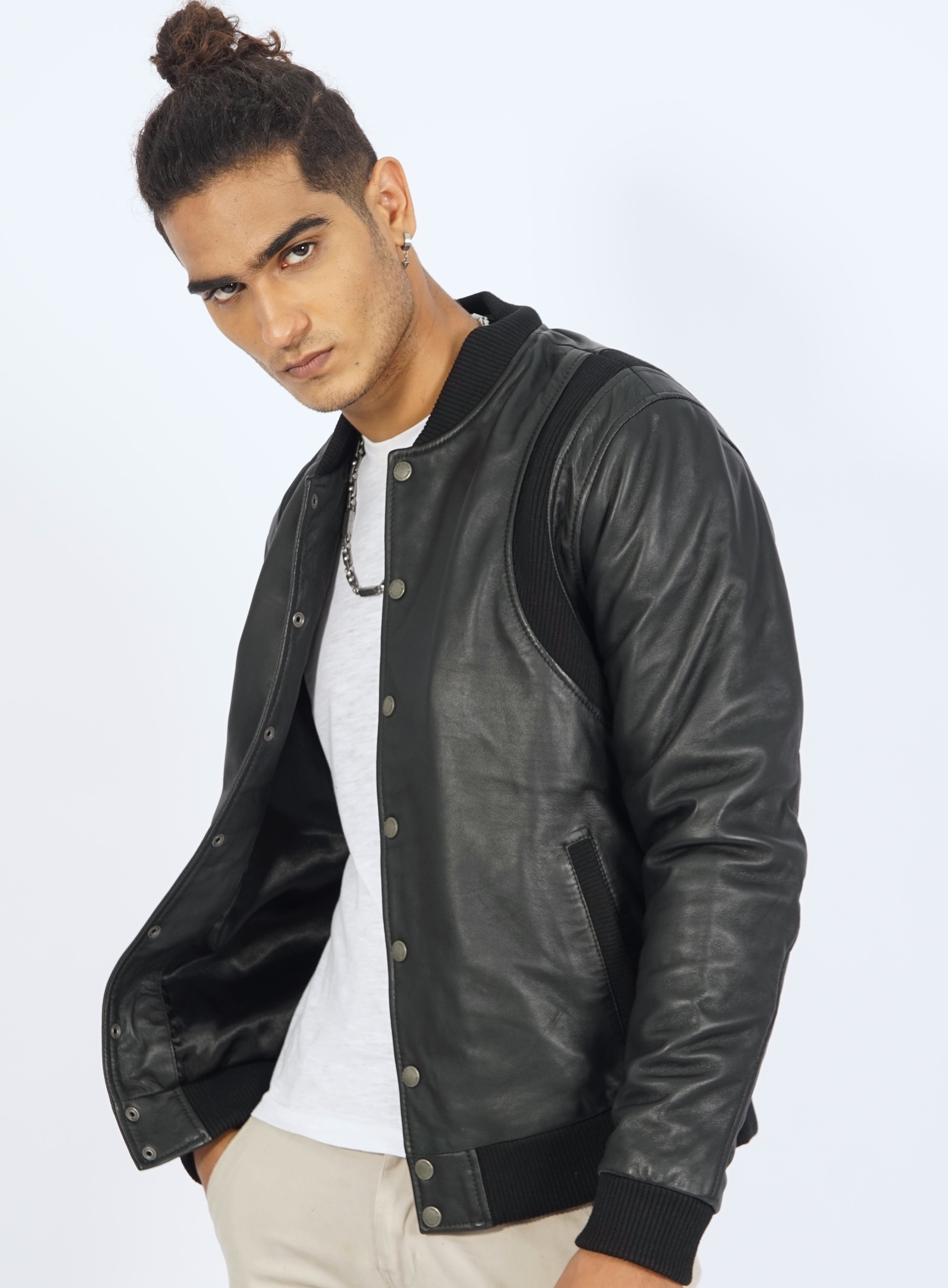 Charlie Varsity Leather Jacket - view 3