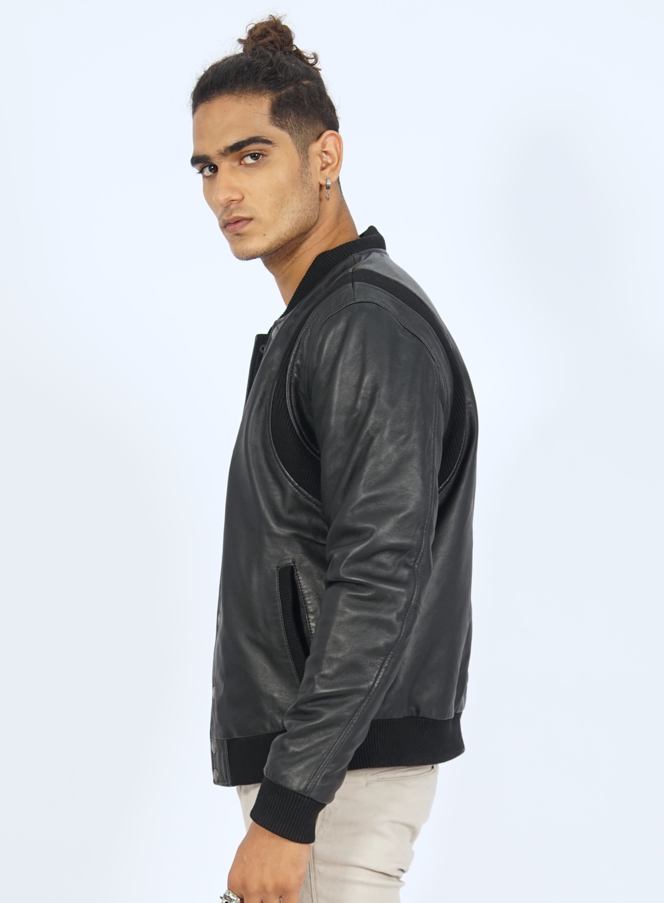 Charlie Varsity Leather Jacket - view 4