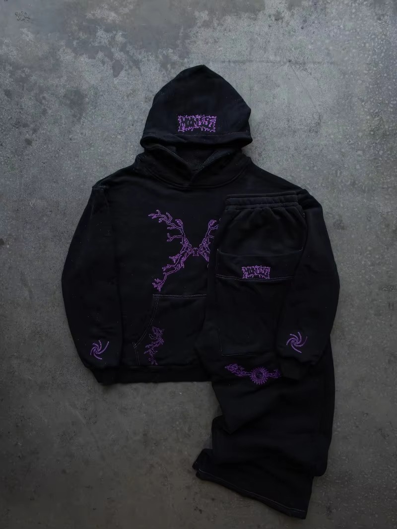 American Gothic Punk Cartoon Letter Pattern Printed Oversized Hoodie - view 2
