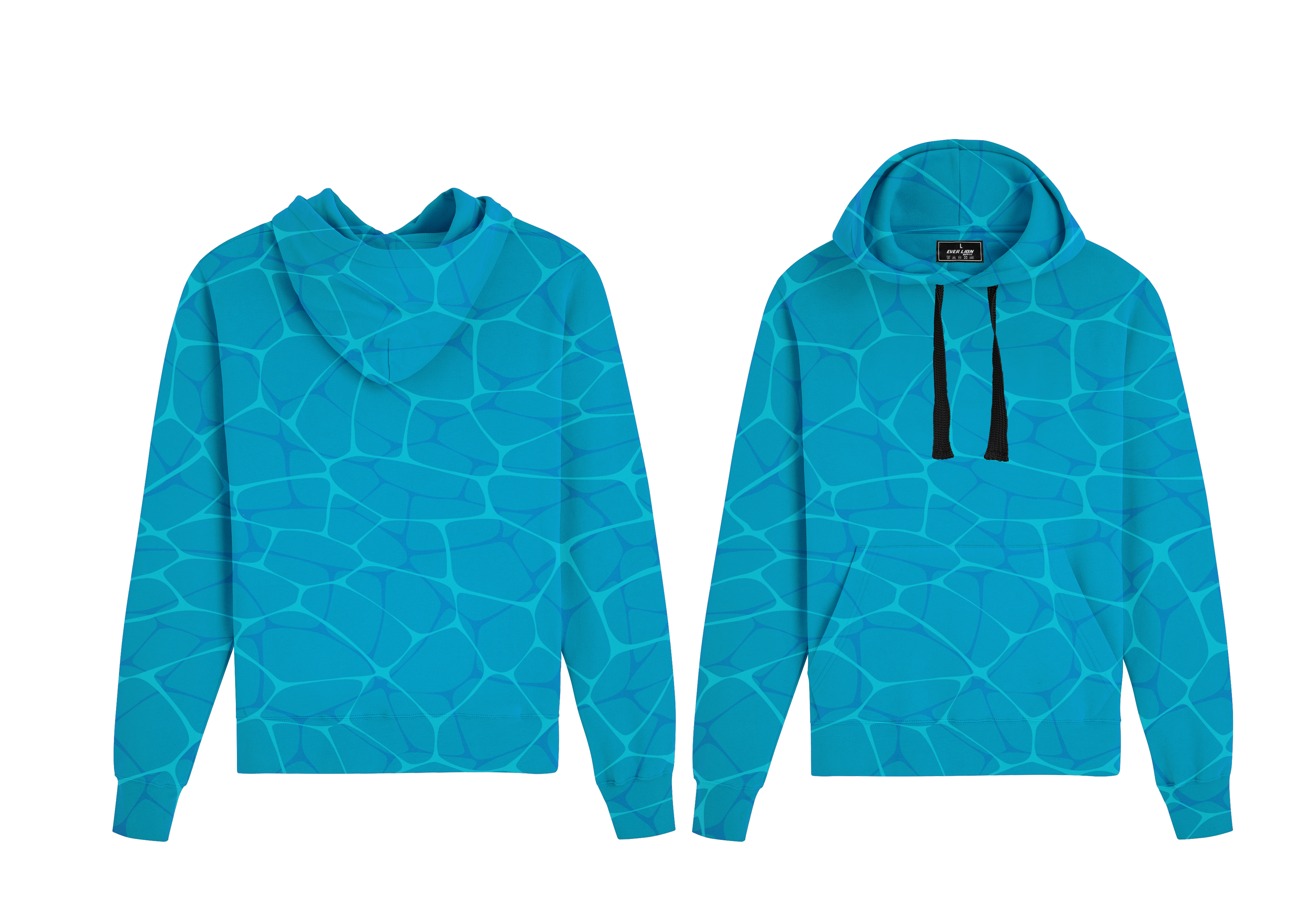 Men's Cyan Blue Pool Water Print Sublimation Hoodie - Casual Full Sleeves Sweatshirt