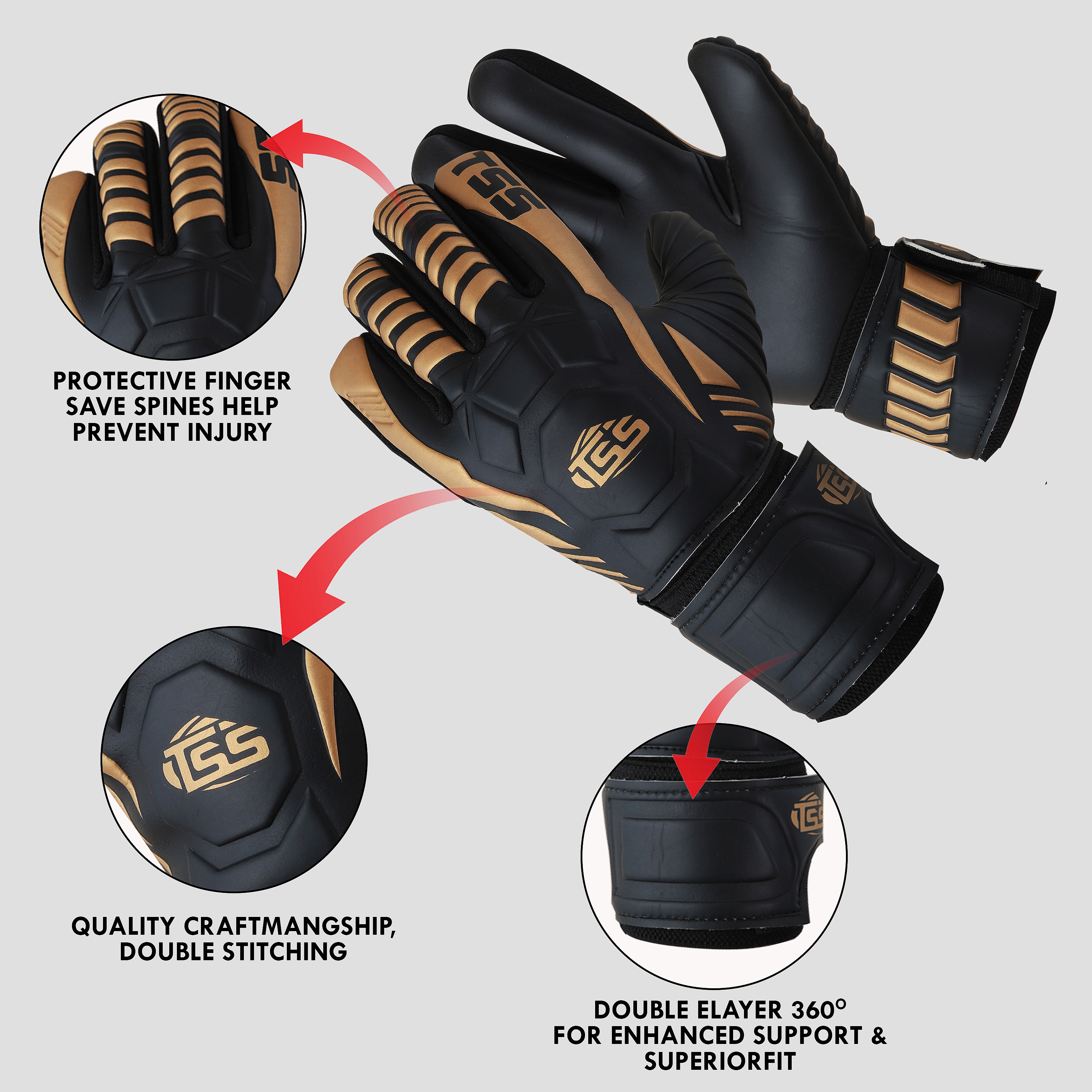 Goalkeeper Gloves for Adult Youth Goalie Gloves high Performance Soccer Glove with Finger Protection - view 5