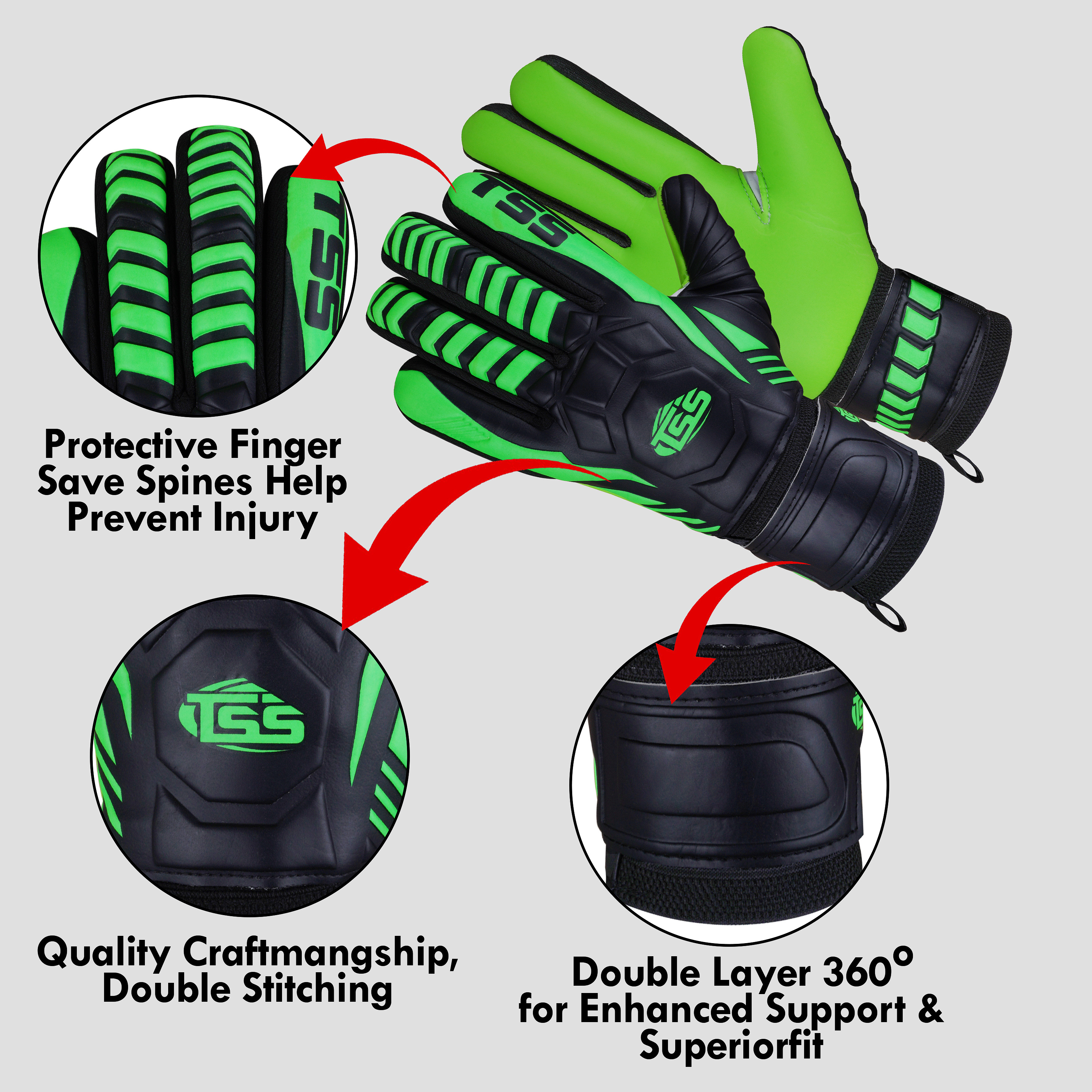 Goalkeeper Gloves for Adult Youth Goalie Gloves high Performance Soccer Glove with Finger Protection - view 14