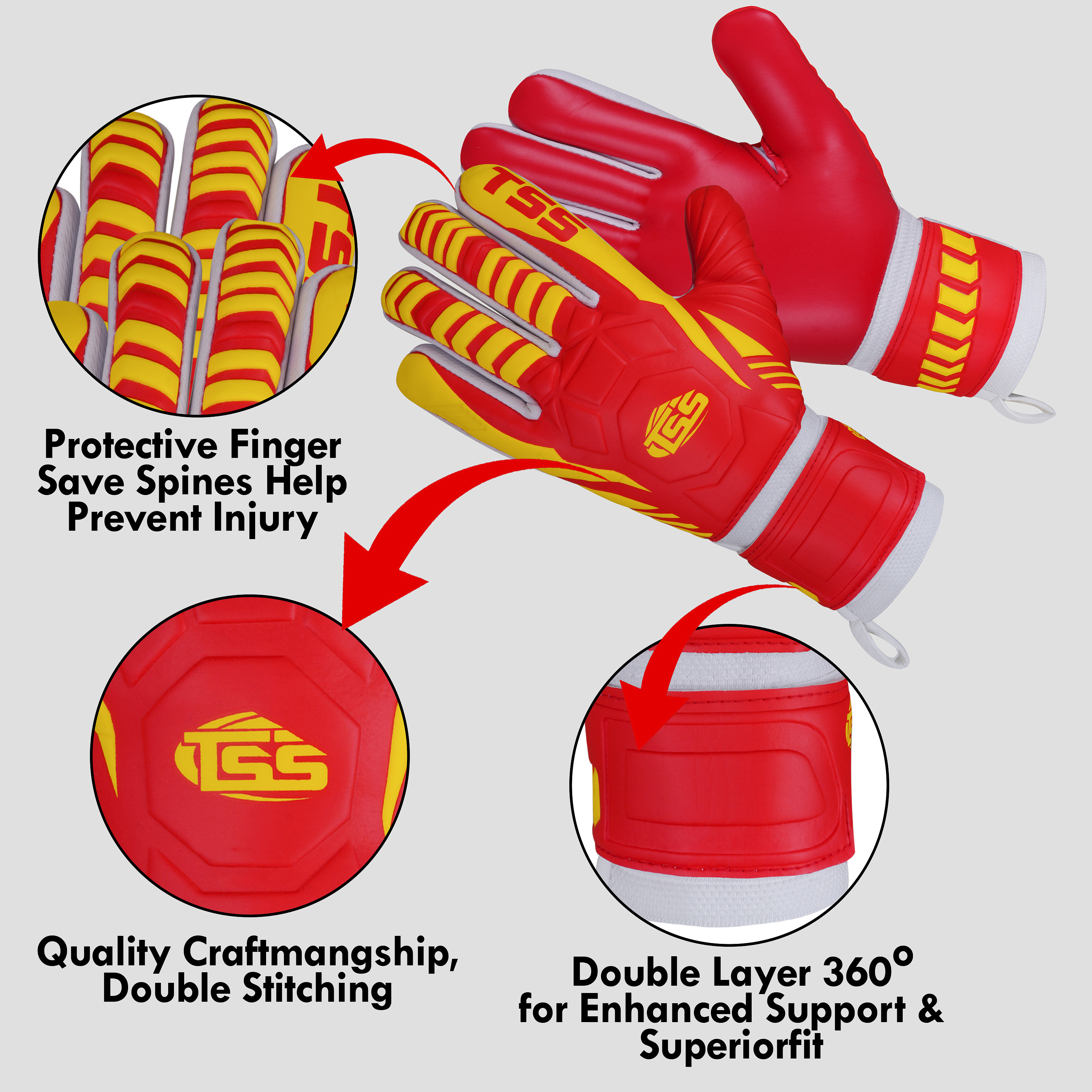  Goalkeeper Gloves for Training & Match Goalie Gloves high Performance Glove with Finger Protection - view 7