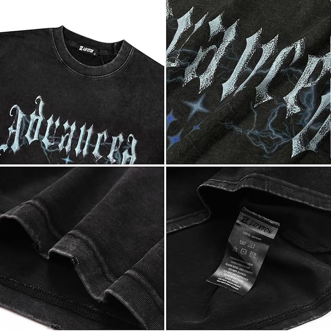 Tees Shirt Unisex Cotton Oversized T-Shirt Vintage Streetwear Casual Aesthetic acid wash tshirt - view 4