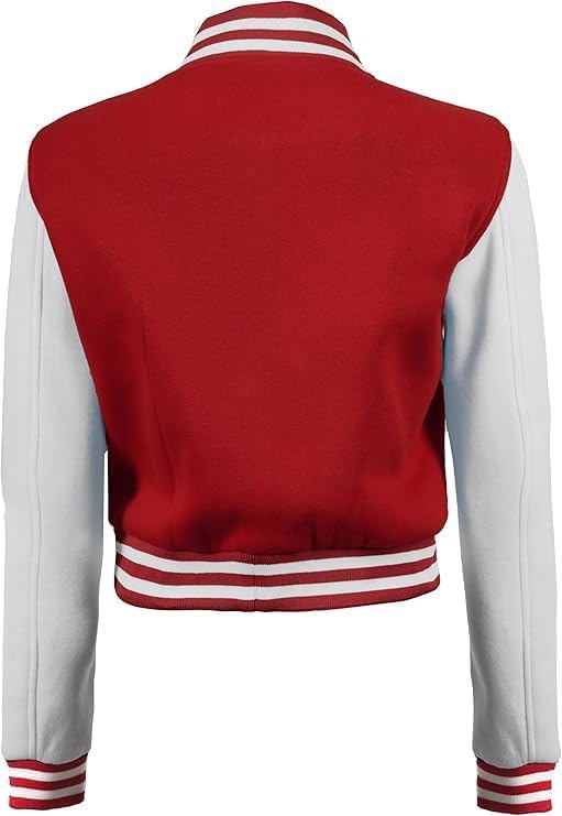 Cropped Varsity Jacket Women - Casual Highschool Bomber Style Womens Baseball Jackets - view 2