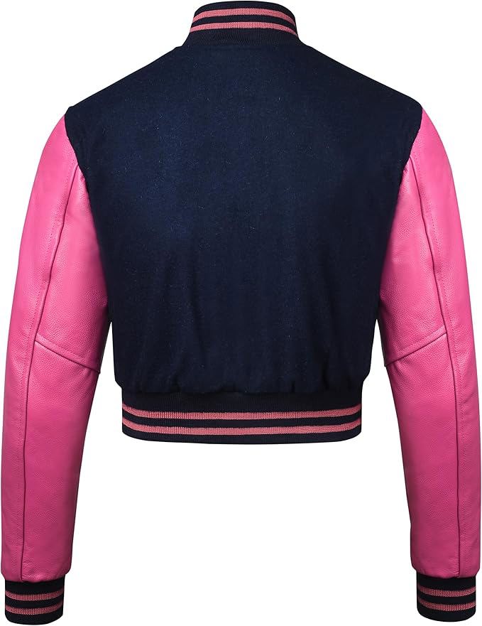 Cropped Varsity Jacket Women Premium Quality Leather and Wool Baseball Letterman jacket - view 2