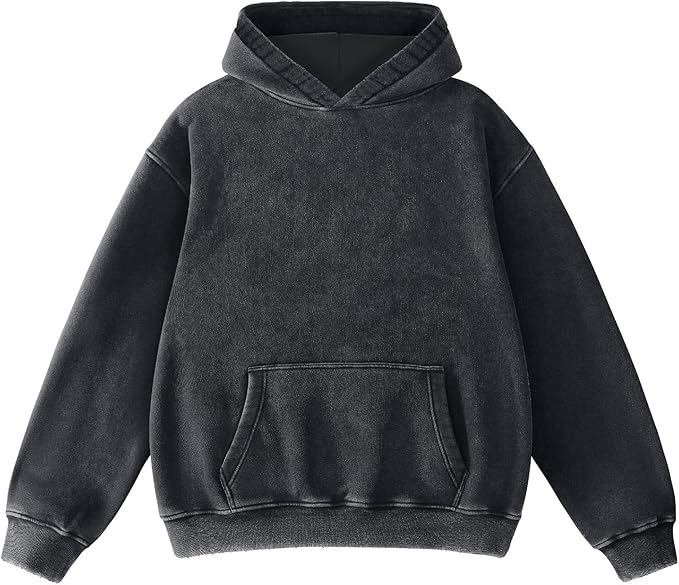 Acid Wash Oversized Hoodies  Vintage Sweatshirt Heavyweight Cotton Unisex Pullover Streetwear