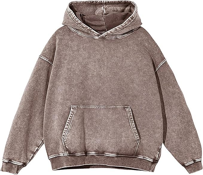 Acid Wash Oversized Hoodies  Vintage Sweatshirt Heavyweight Cotton Unisex Pullover Streetwear - view 2