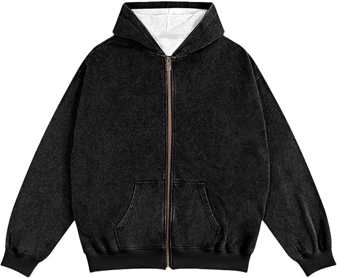 Acid Washed Sweatshirt Fleece Hoodies Men Blank Thermal Oversized Casual Fashion Hoodies for Men