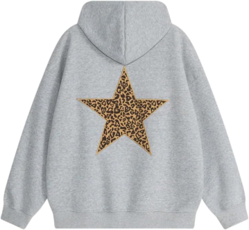 Rhinestone Hoodies Leopard Print Star Hoodie Graphic Hooded Pullover Streetwear 2025 Trendy Off - view 2